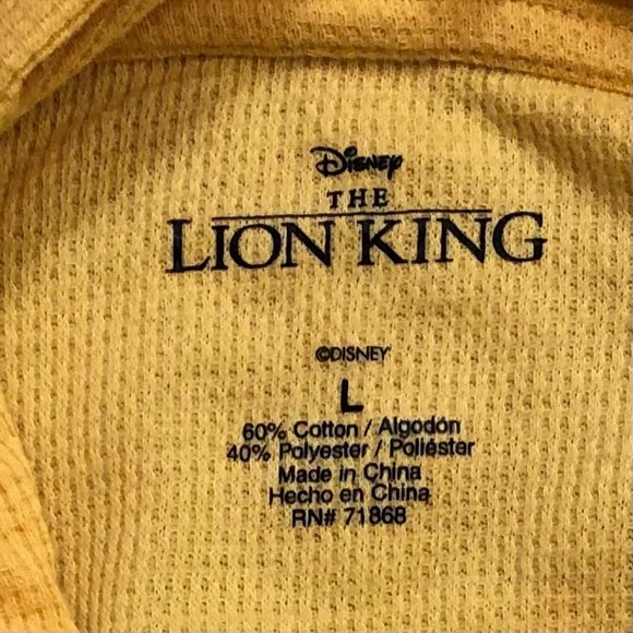 Disney The Lion King Yellow Crop Top Hooded Sz L - Picture 7 of 7